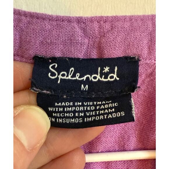 Splendid Purple Lilac Linen Blend V Neck Cap Sleeve Boho Casual Oversized Top M - Picture 3 of 8